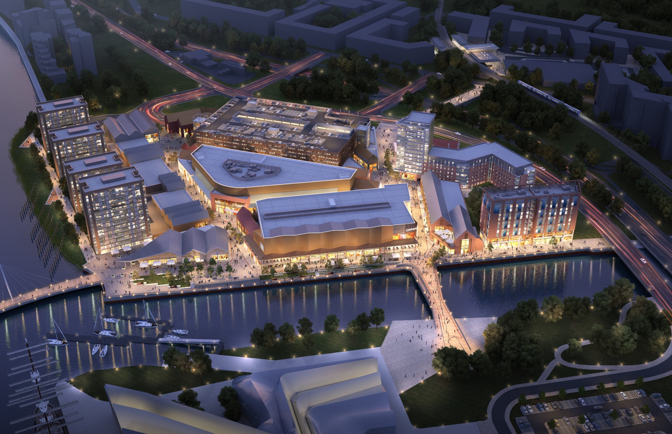 An aerial vision of how the new shopping centre might look.