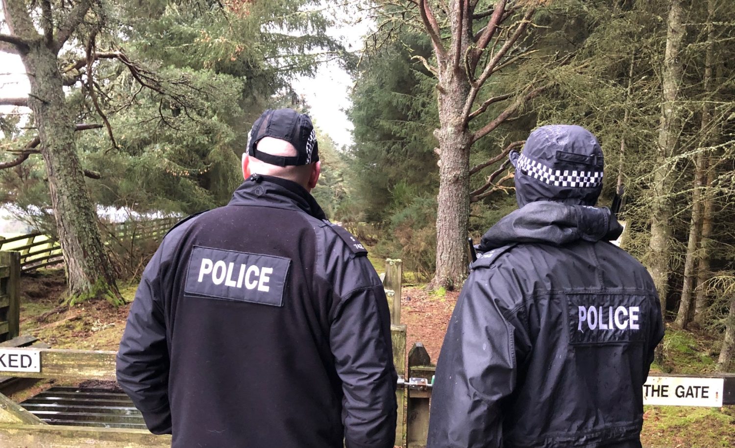 Police at Ruttle Wood in search for missing James Paton.
