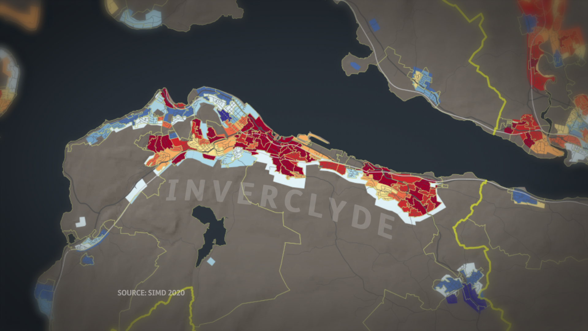 Inverclyde: 45% of areas ranked as among most deprived.