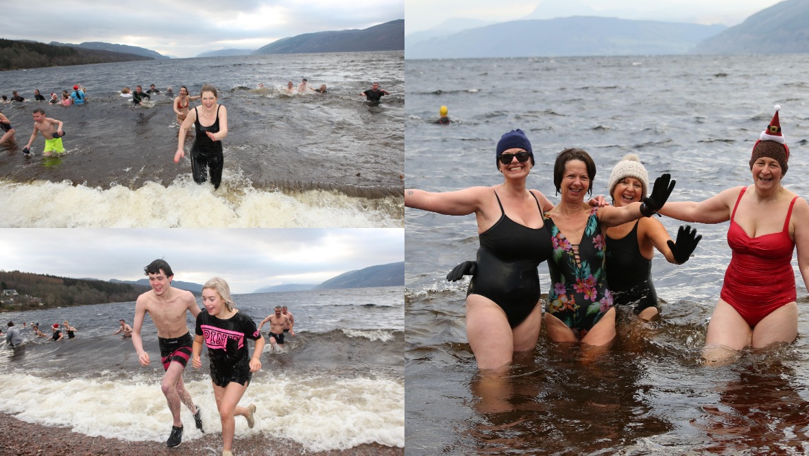 Loch Ness: New Year revellers braved the cold for the Dores Dook.