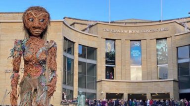 Thousands gather to see Scotland’s largest puppet Storm