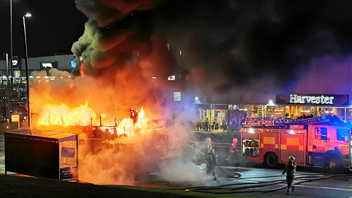 Bus goes up in flames as firefighters tackle blaze