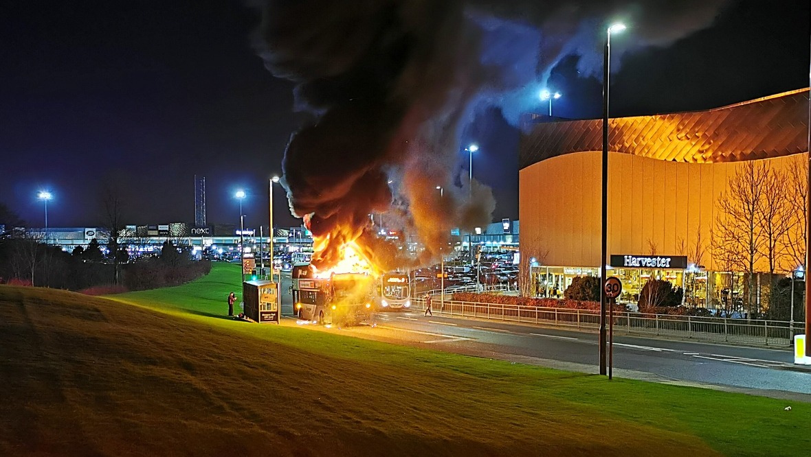 Fire: Smoke billowed from the bus