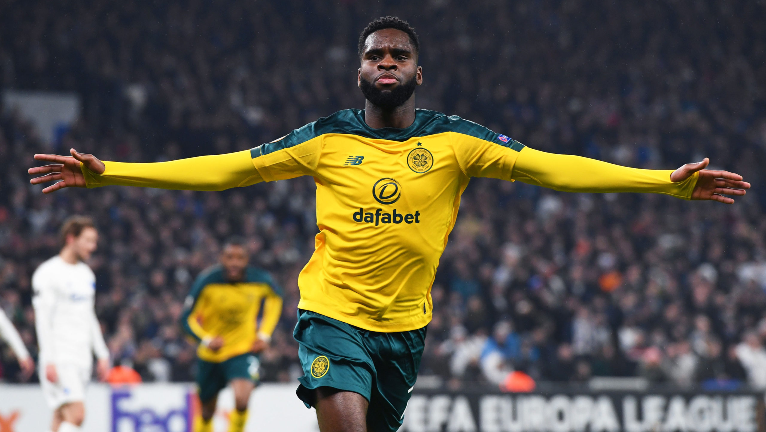 Odsonne Edouard celebrates making it 1-0 against Copenhagen. SNS Group.