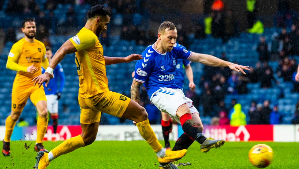 Goal: Scott Arfield scores the winner for Rangers.