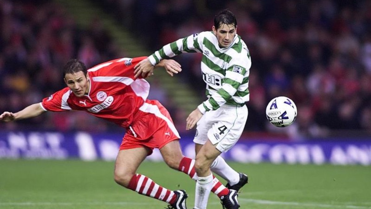 Jackie McNamara in action for Celtic during his playing days.