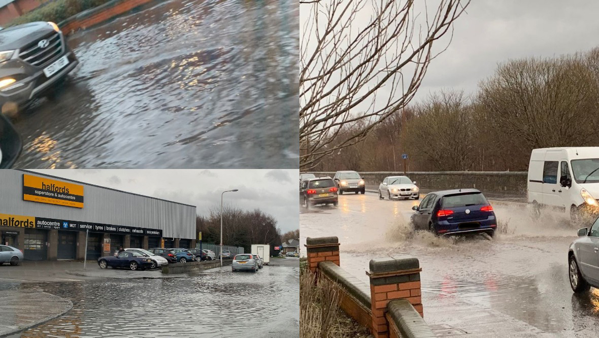 Flooding: A street in Leith was turned into a 'river' on Sunday.