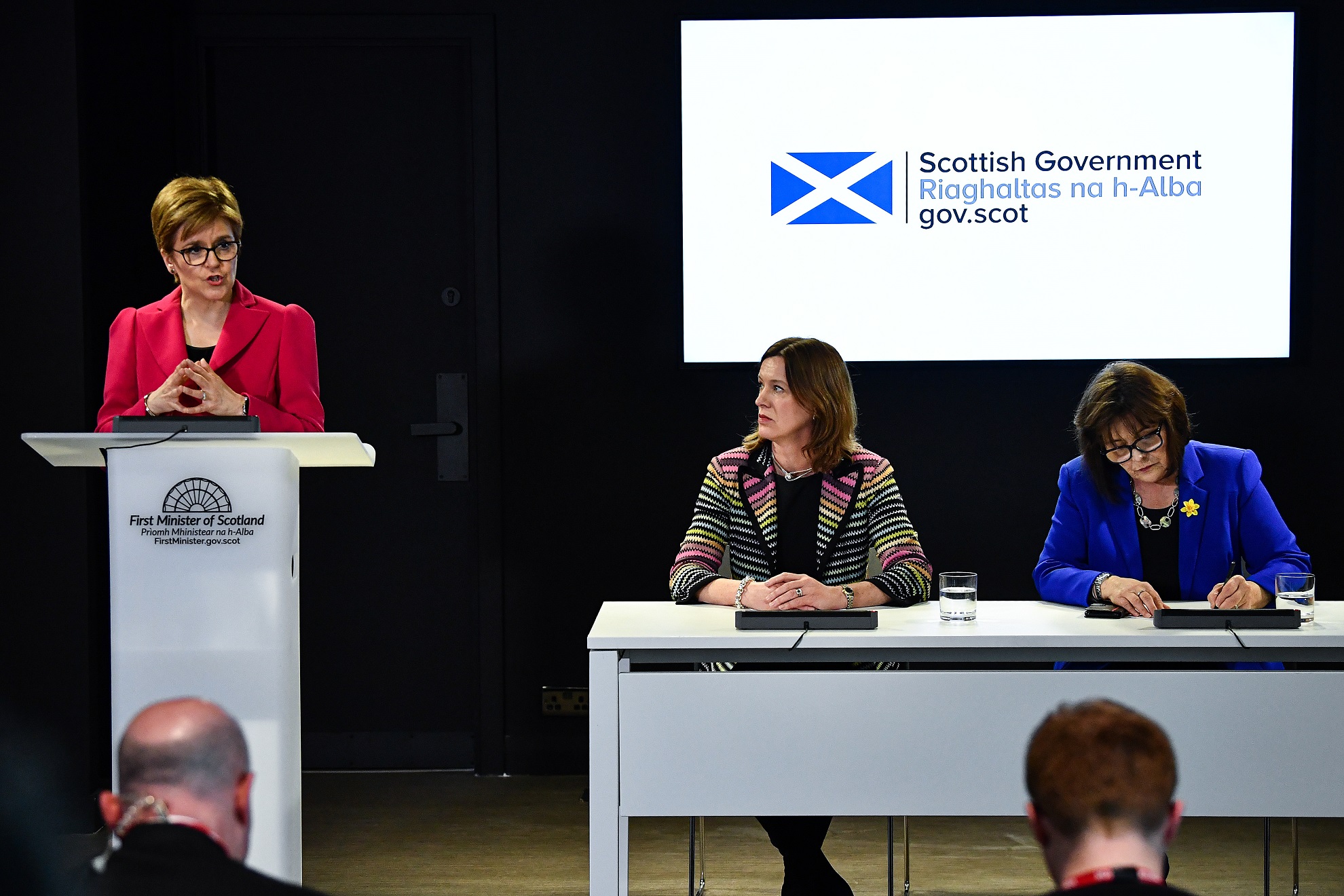 Dr Catherine Calderwood pictured (middle) during her time as Scotland's chief medical officer.