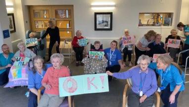 Care home residents sing wartime classic for loved ones