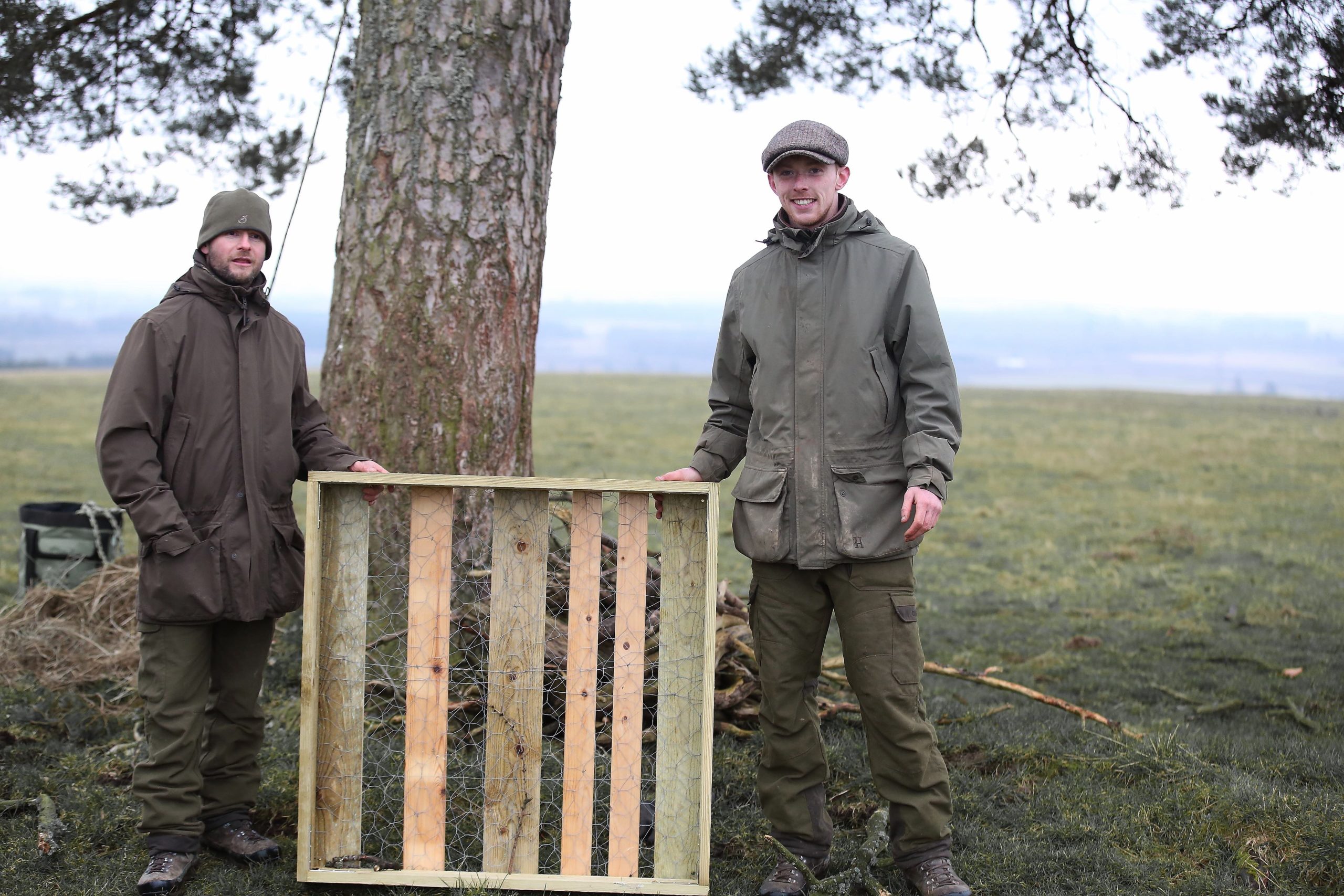 Gamekeepers: Barry Wilkie and Ethan Bulman helped with the erection of the platform.
