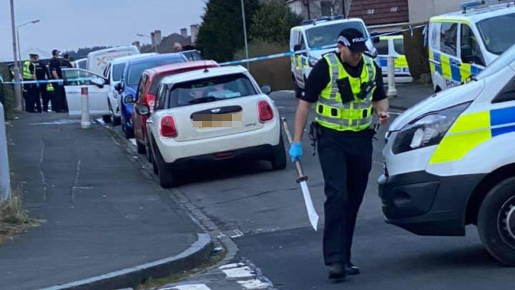 Sword seized by police as four charged after ‘disturbance’