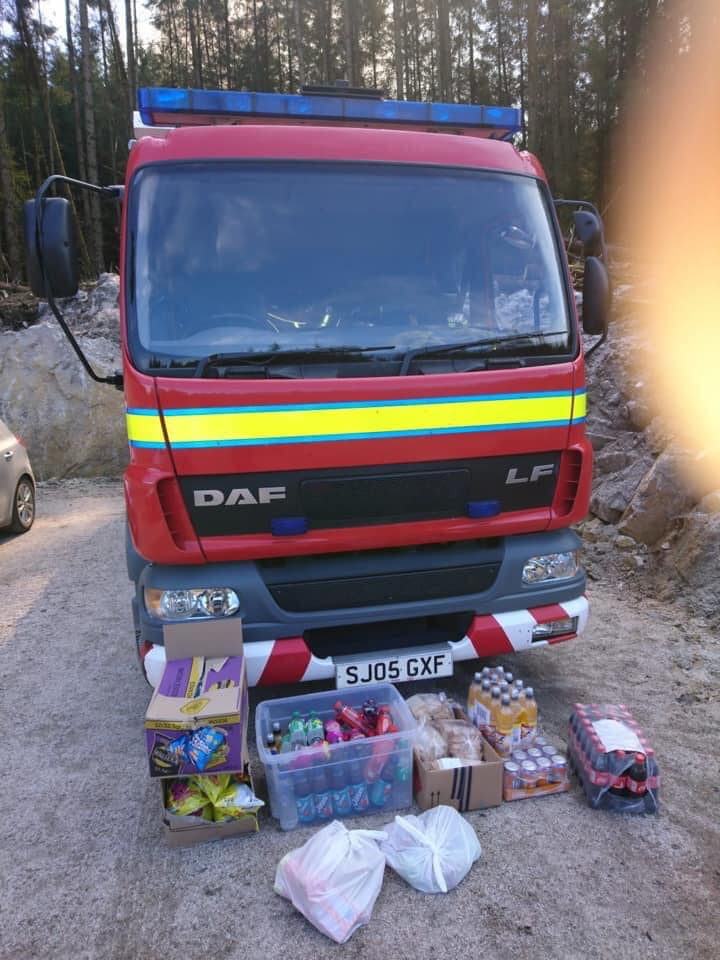 Rations: The firefighters thanked all the locals for their support.