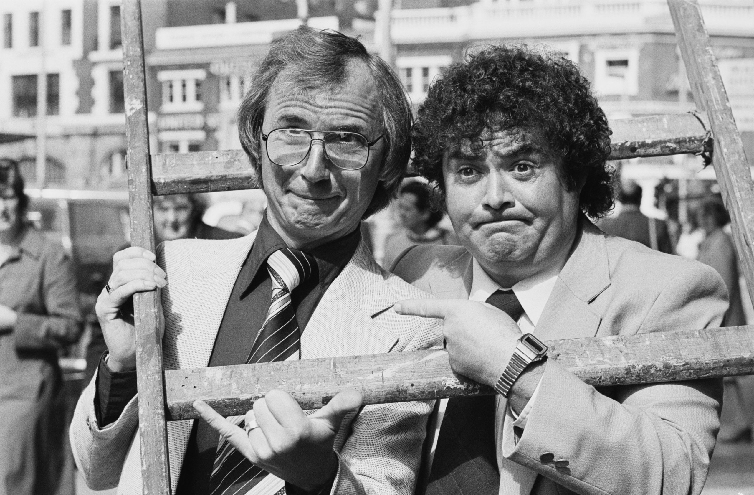 Comedy duo Syd Little and Eddie Large. (Photo by Mike Lawn/Evening Standard/Hulton Archive/Getty Images)