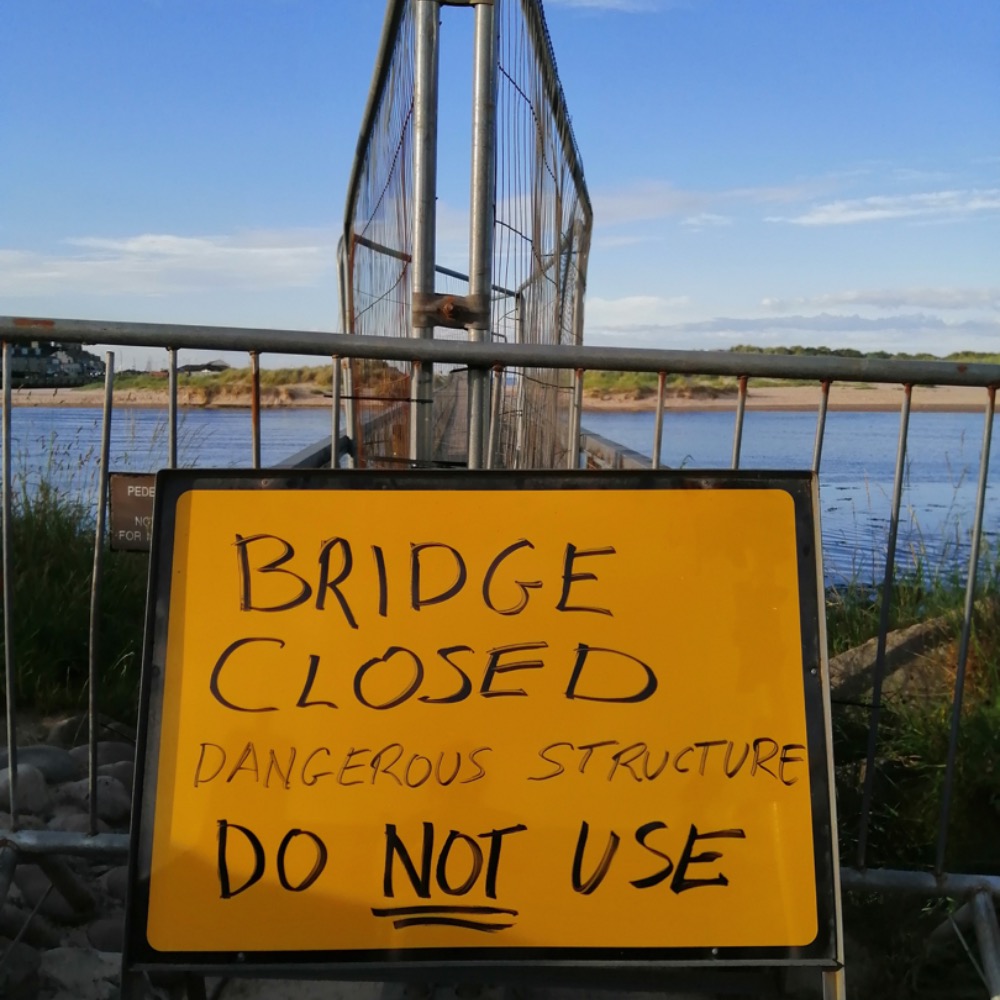 Out of bounds: Lossiemouth's East Sands bridge is closed.