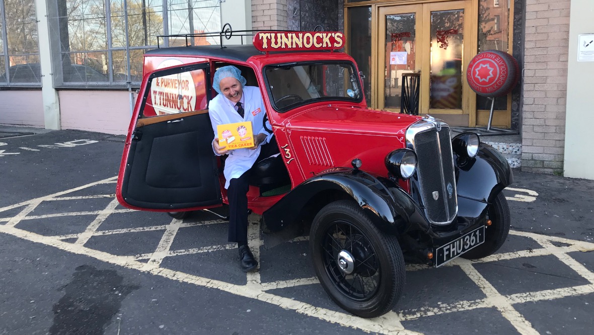 Donation: The Morris 8 van was loaded with 2500 biscuits.
