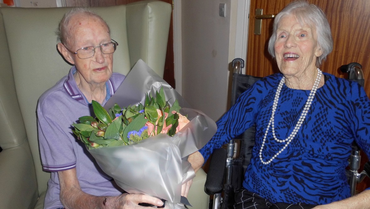 Care home staff help couple celebrate 70th anniversary