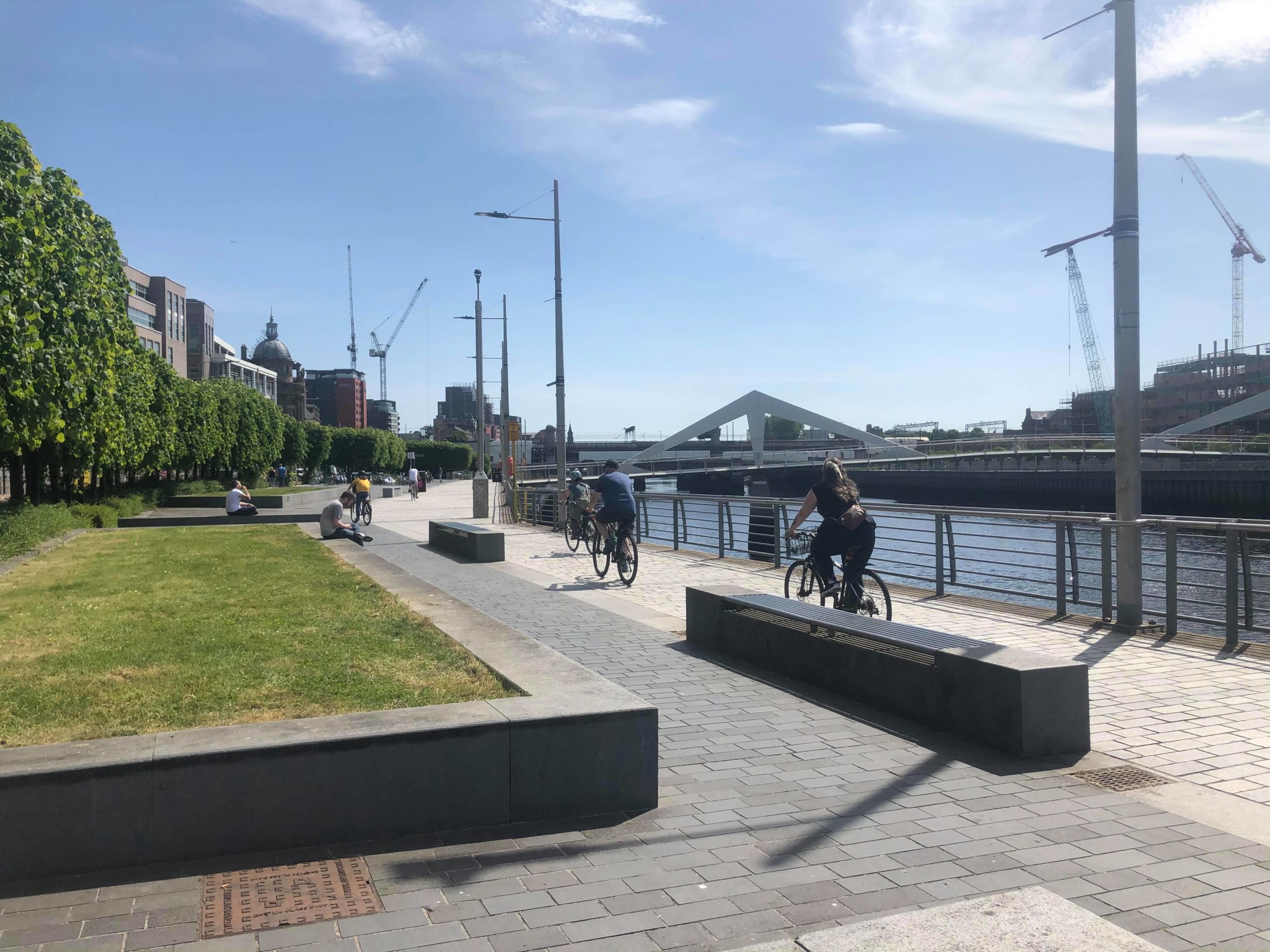 Cyclists take advantage of the weather in Glasgow.