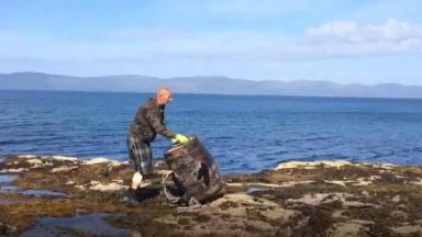 Task and barrel: Davy walks around Arran with whisky cask