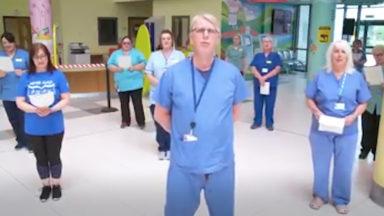 Hospital choir members join together for song to mark VE Day