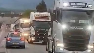 Convoy for carers: Lorry drivers show their support for NHS
