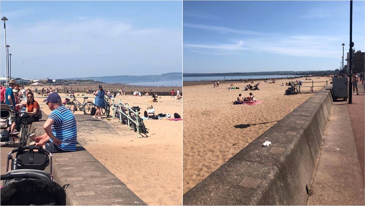 People head to Portobello Beach in Edinburgh to enjoy the heat.