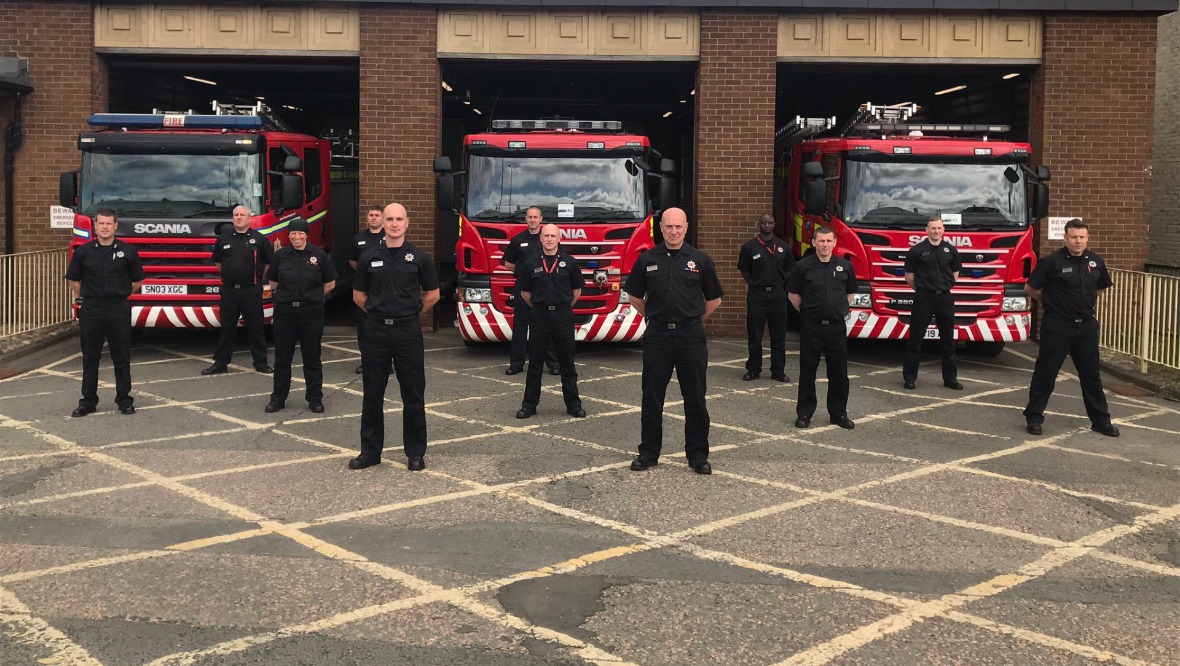 Firefighters in Edinburgh observed the minute's silence at 11am on Friday.