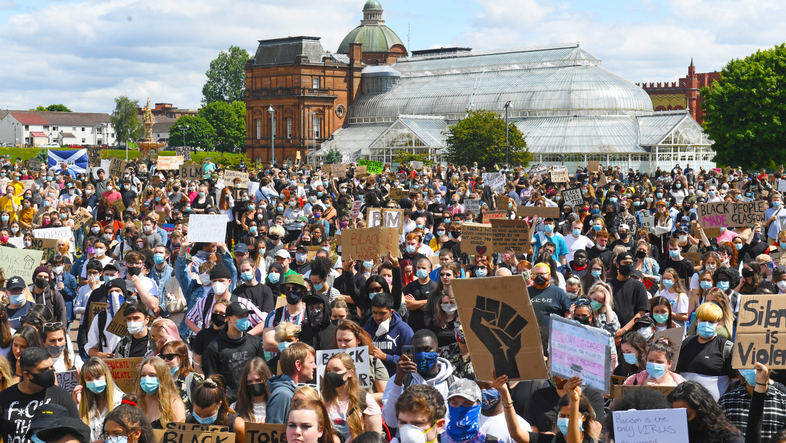 Glasgow Green: Crowds gathered at the Black Lives Matter protest on Sunday.