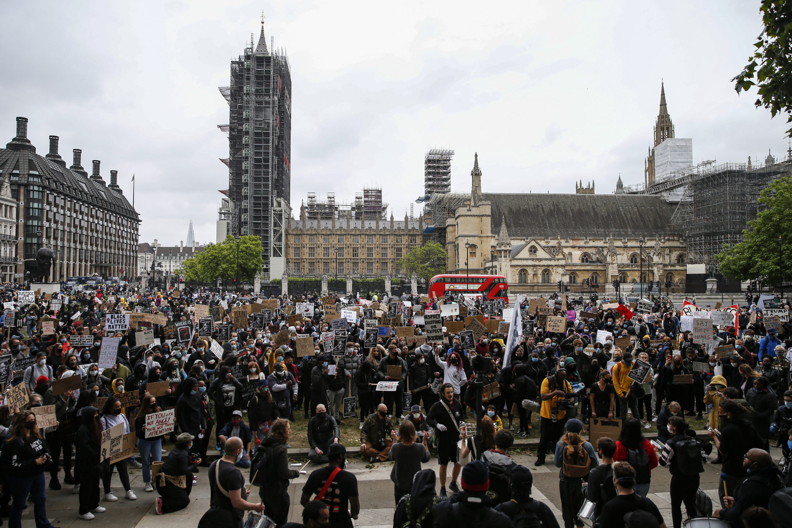 Protests: People holding placards in London on Saturday. <strong>Getty</strong>” /><span class=