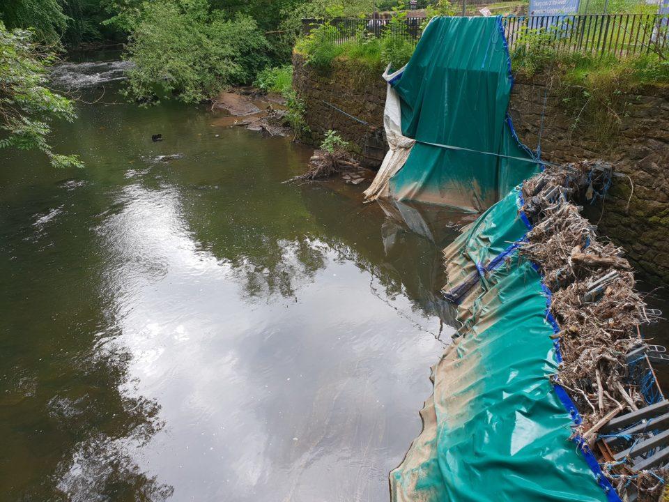 Temporary dam clogged with wrongly flushed toilet waste