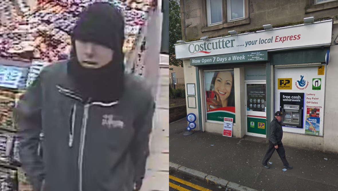 Hunt for man with scar after armed robbery at store