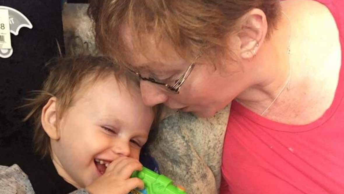 Three-year-old Logan and his grandmother Fiona Govan.