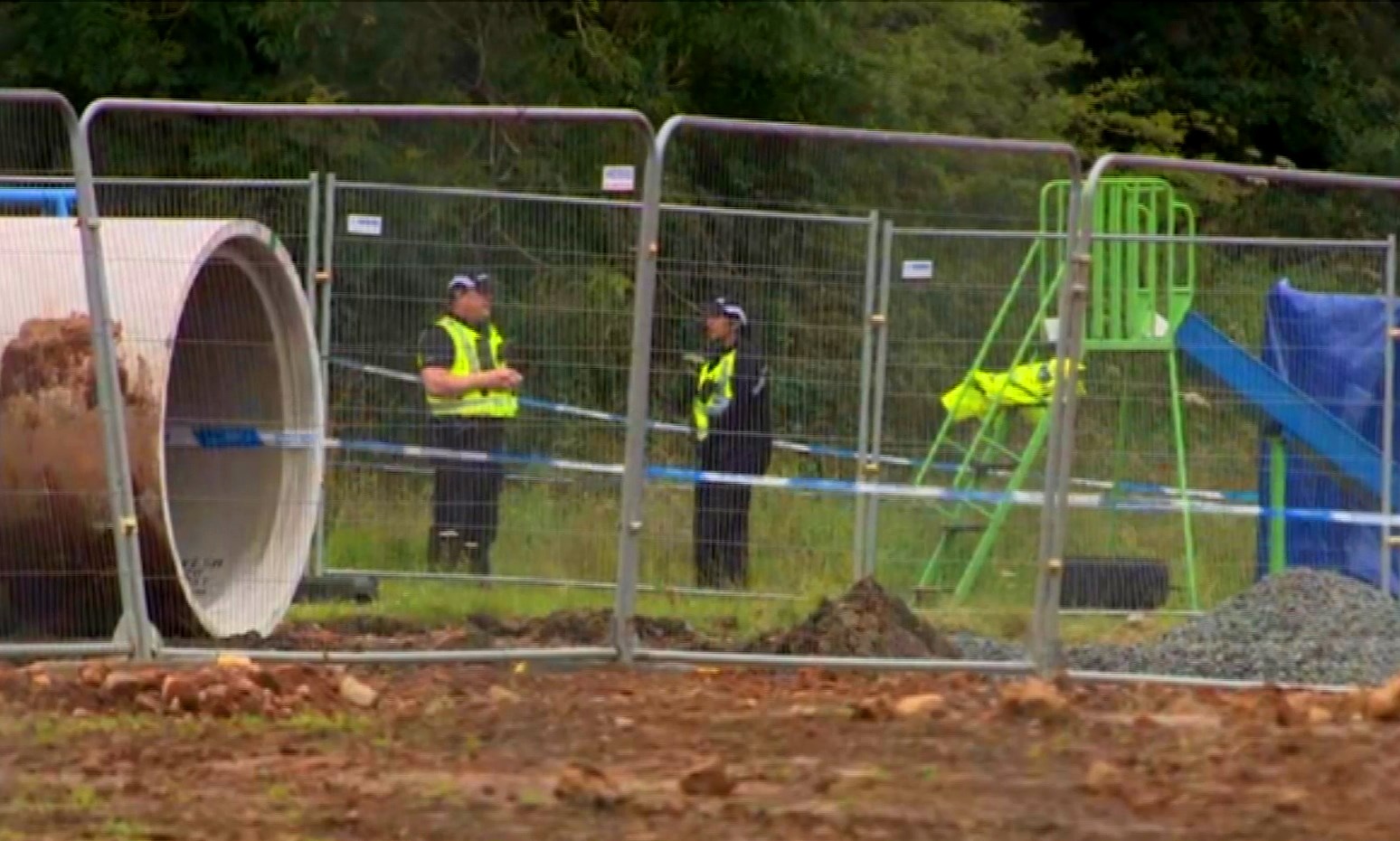 A children's slide could be seen at the site.