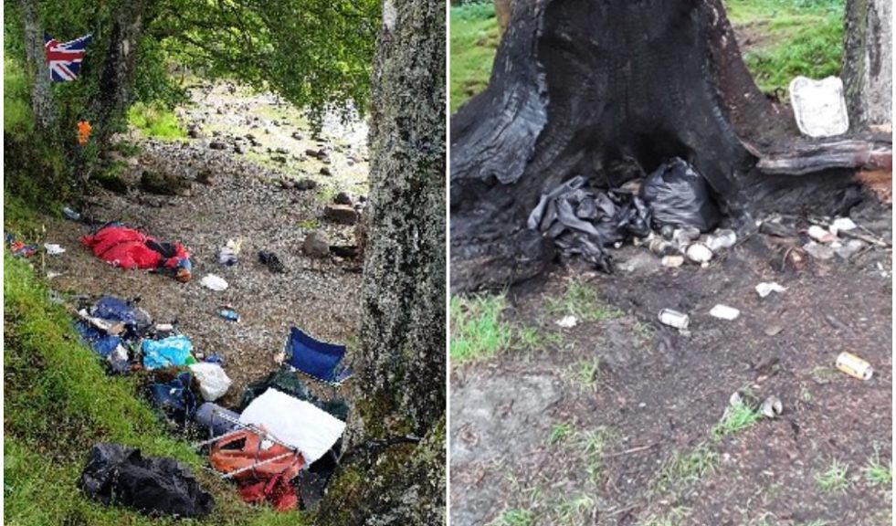 Campsites were abandoned and a tree was destroyed by fire in the Trossachs.