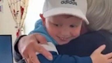 Four-year-old boy hugs gran for first time in five months