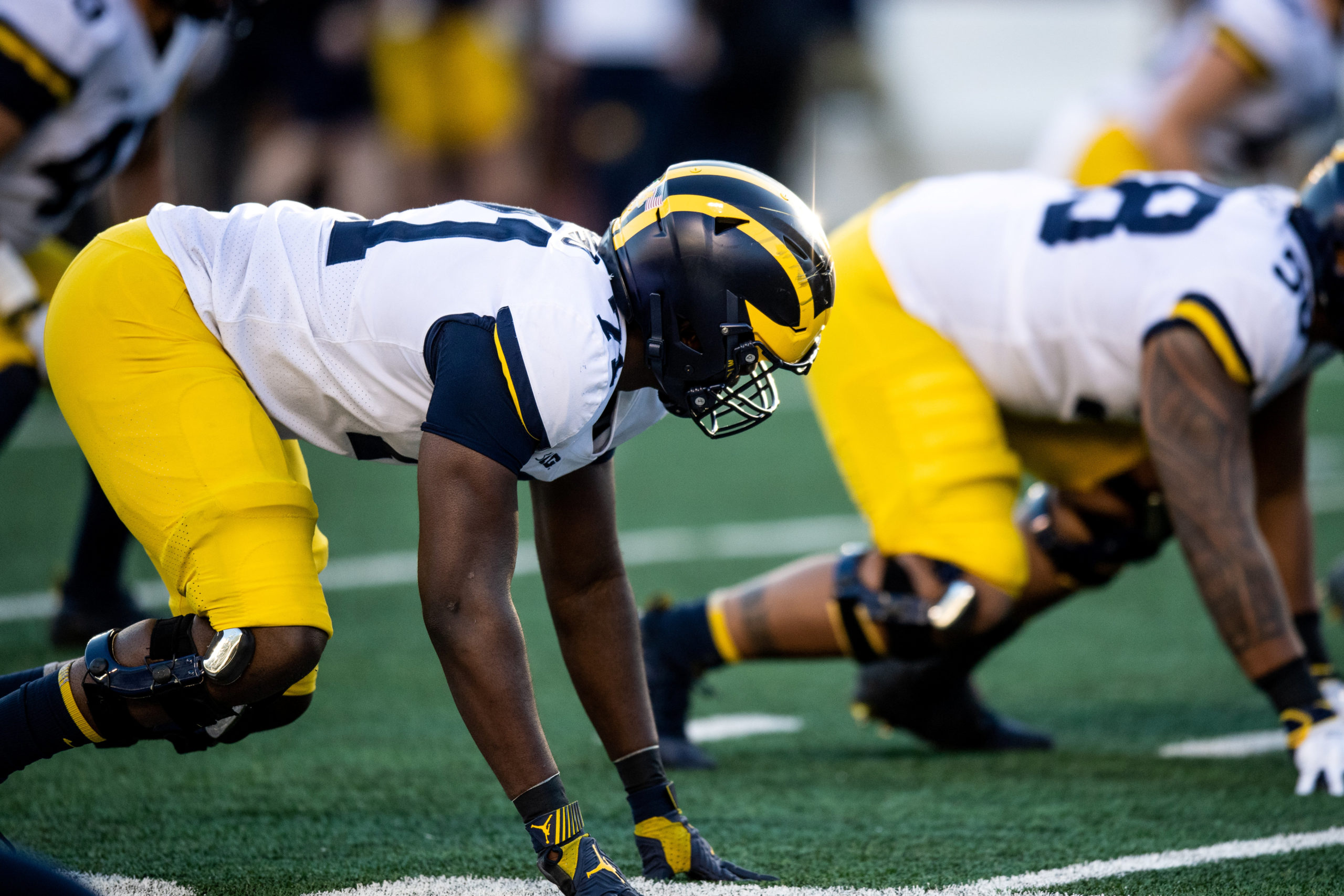 Defence: The sportsman plays for the University of Michigan Wolverines.