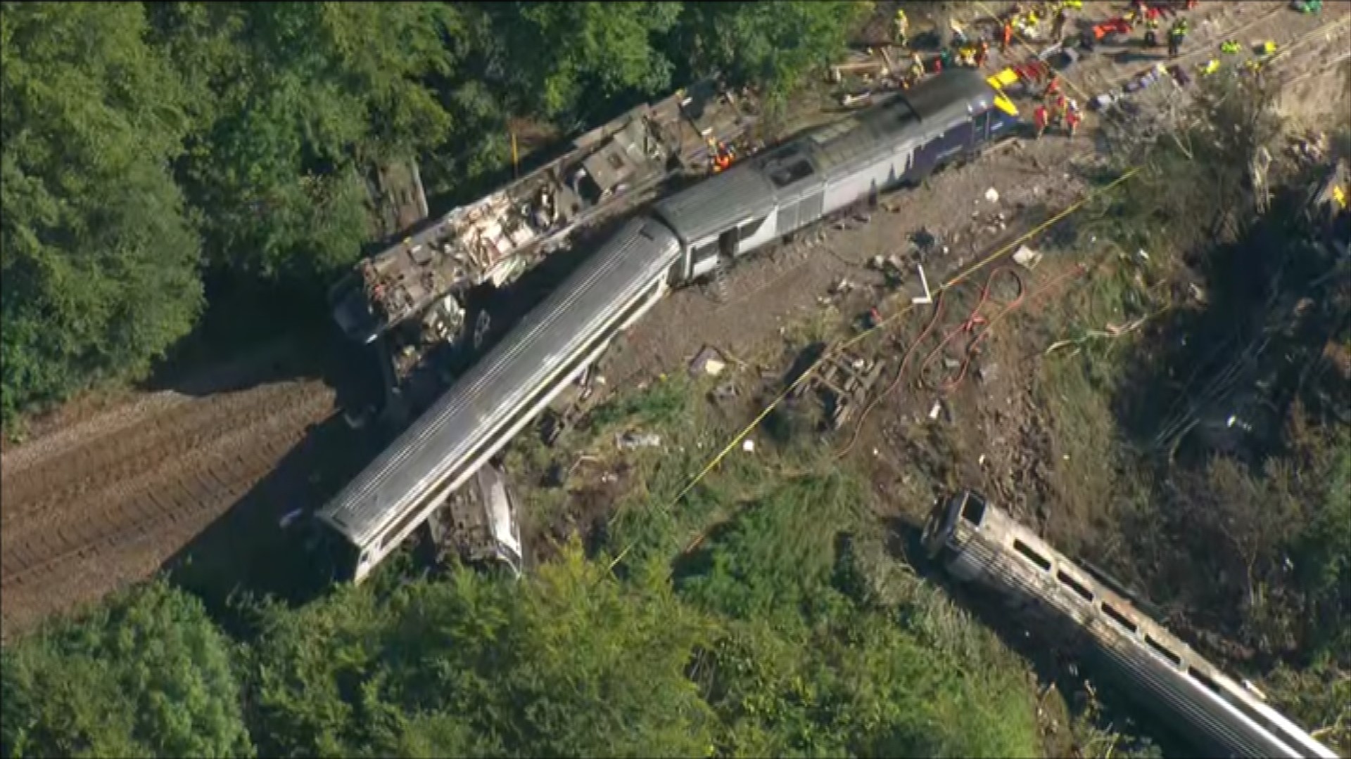 Crash site: The locomotive and carriages left the tracks.