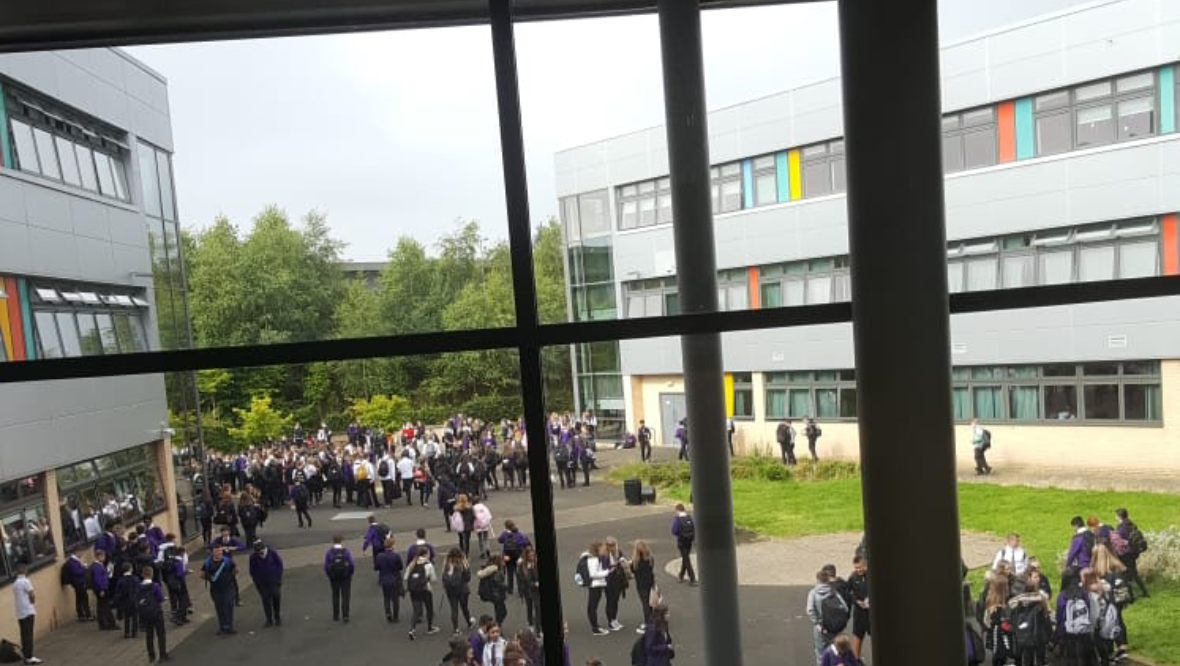 Covid fears over crowded corridor and school playground