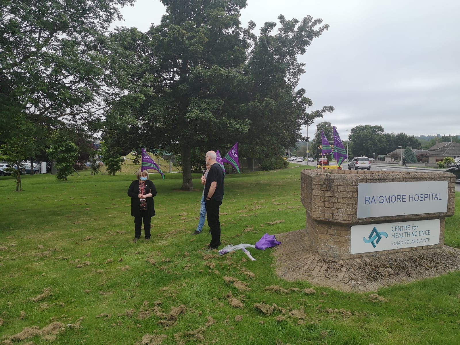 Unison members protesting in Inverness.