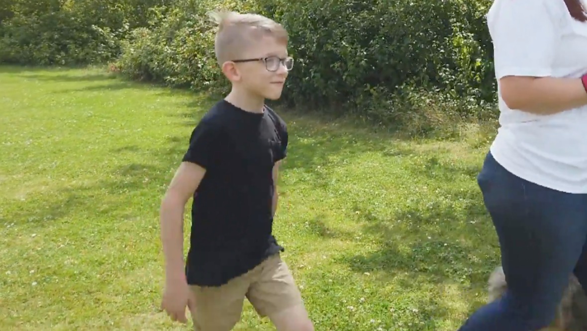 Caeden is hoping to raise £8000 for charity. <br>Image credit: ITV News” /><span class=