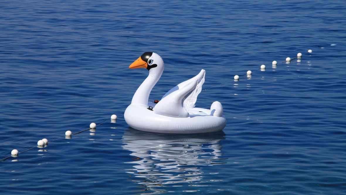 Hero rescues child blown out to sea on inflatable swan