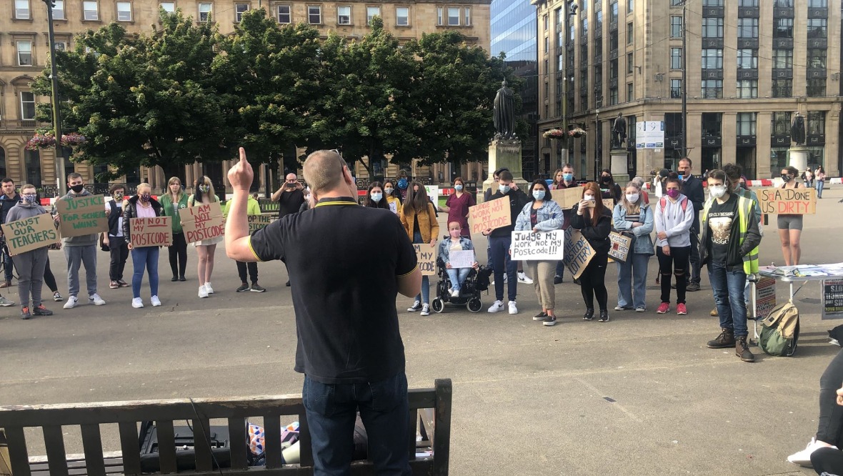 Demonstration: A number of pupils started gathering in Glasgow during the morning. 