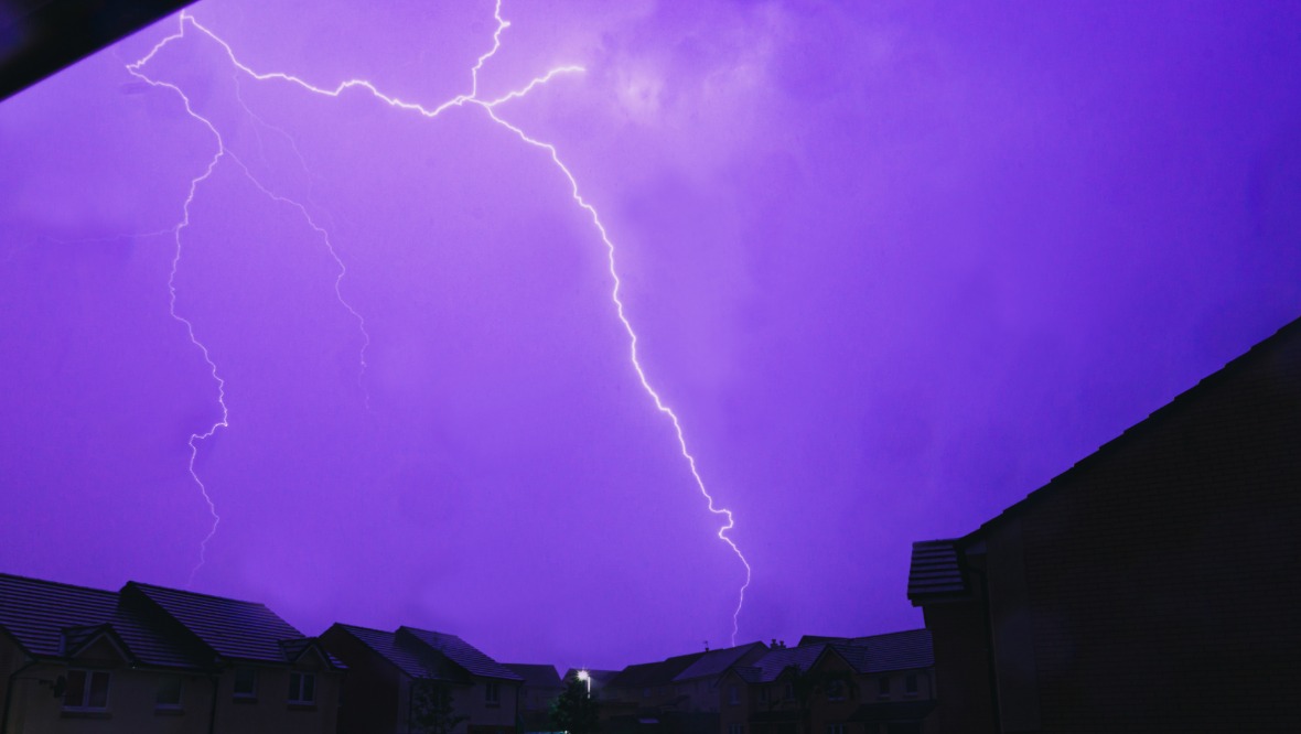 Buildings catch fire after being struck by lightning