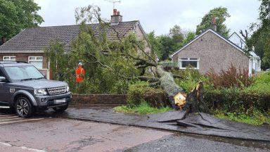 Debris and disruption as Storm Francis sweeps across Scotland