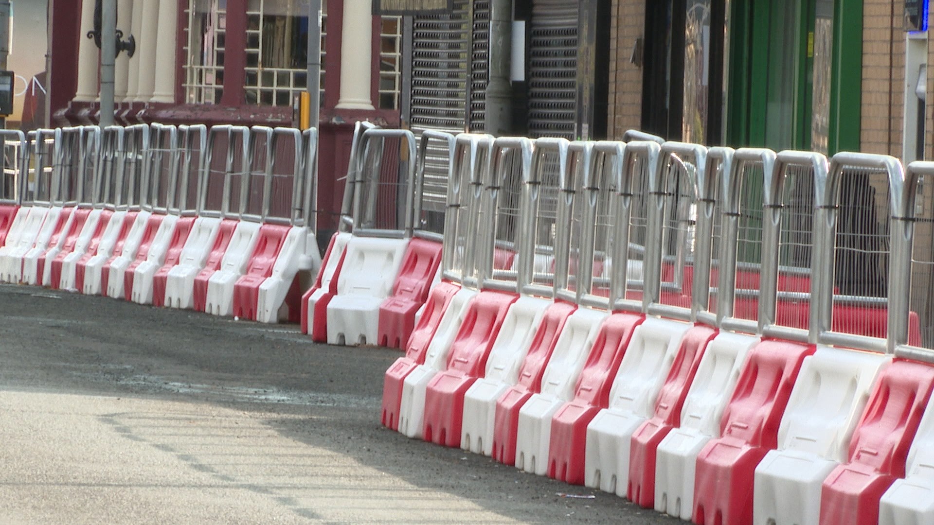 The barriers were put in place to widen pavements for social distancing.