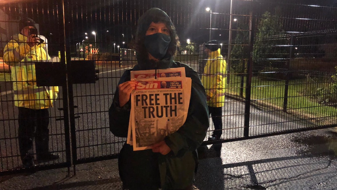 Activist: The protesters held up banners and mock newspapers. Picture by Extinction Rebellion Glasgow