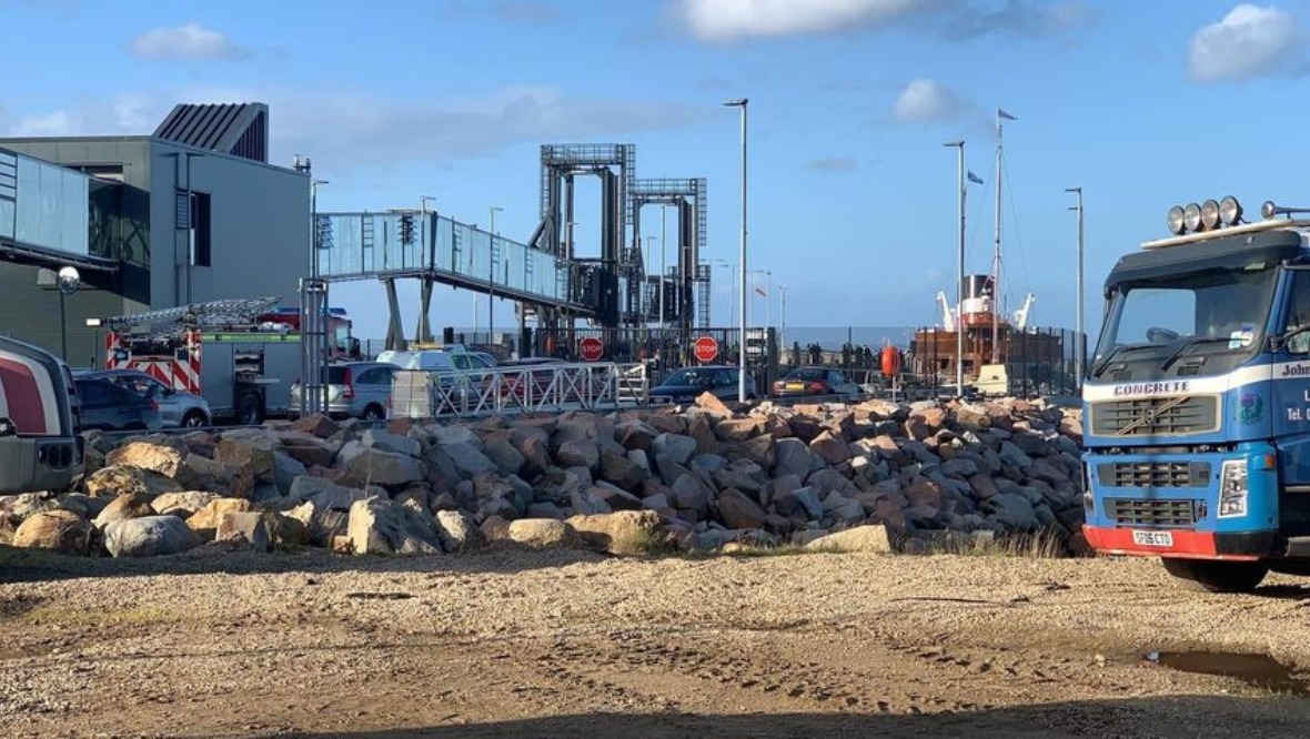 Emergency services at the ferry terminal in Brodick