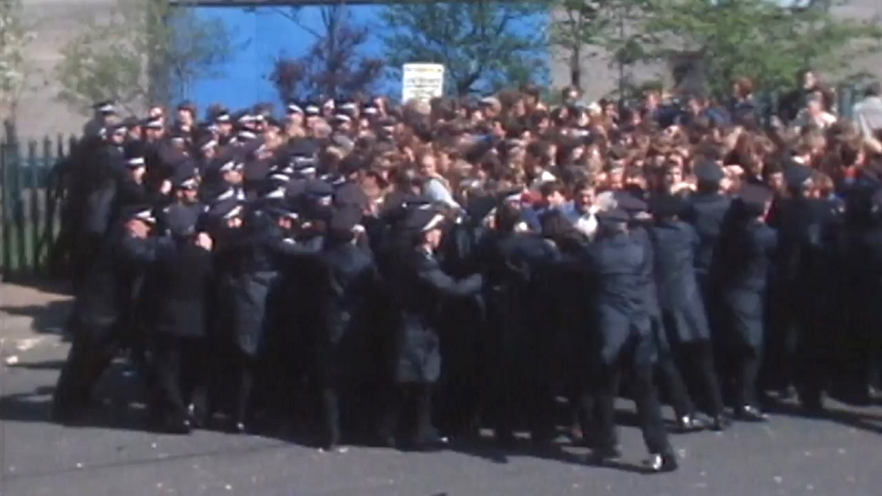 Scottish miners clash with police during the strikes in the 1980s.
