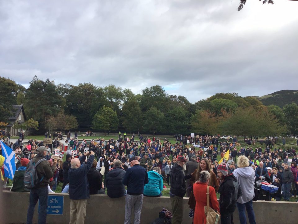 Hundreds gather in protest at latest Covid measures
