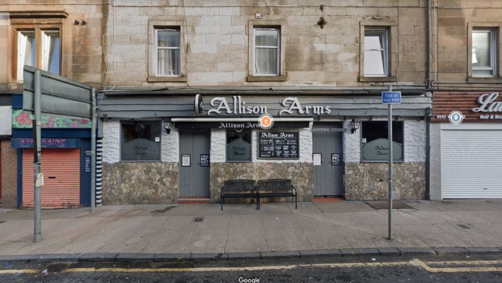 Man was assaulted at the Allison Arms pub in Glasgow.