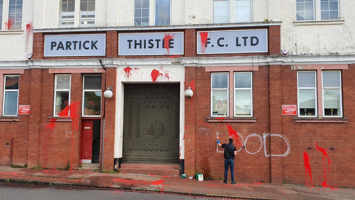 Partick Thistle stadium targeted with anti-Israel graffiti